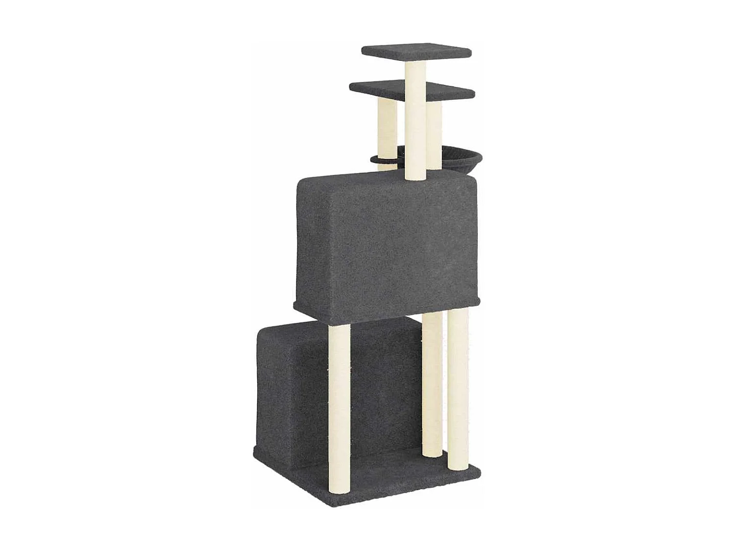 Árvore para gatos com postes arranhadores sisal 122cm cinza-escuro