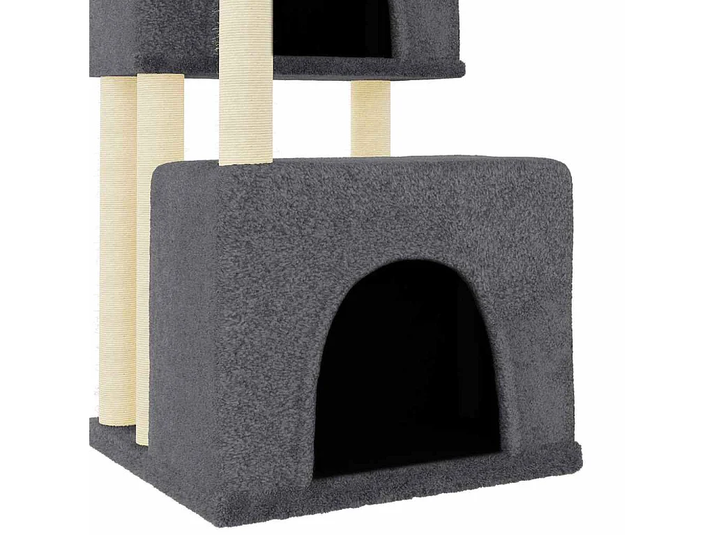 Árvore para gatos com postes arranhadores sisal 122cm cinza-escuro