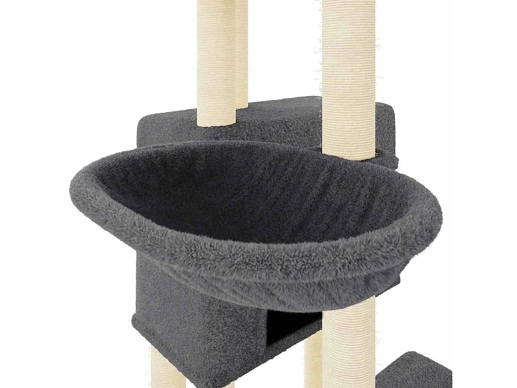 Árvore para gatos com postes arranhadores sisal 122cm cinza-escuro