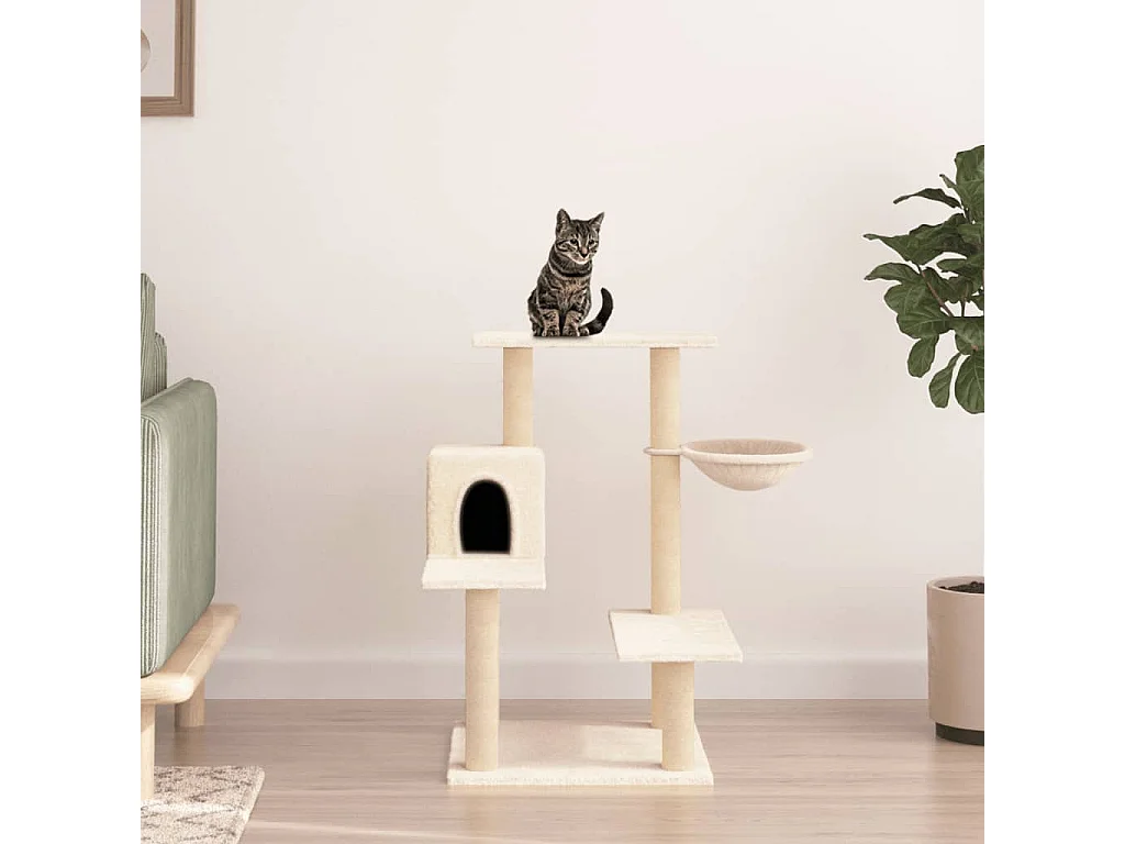 Árvore para gatos com postes arranhadores sisal 82,5 cm creme