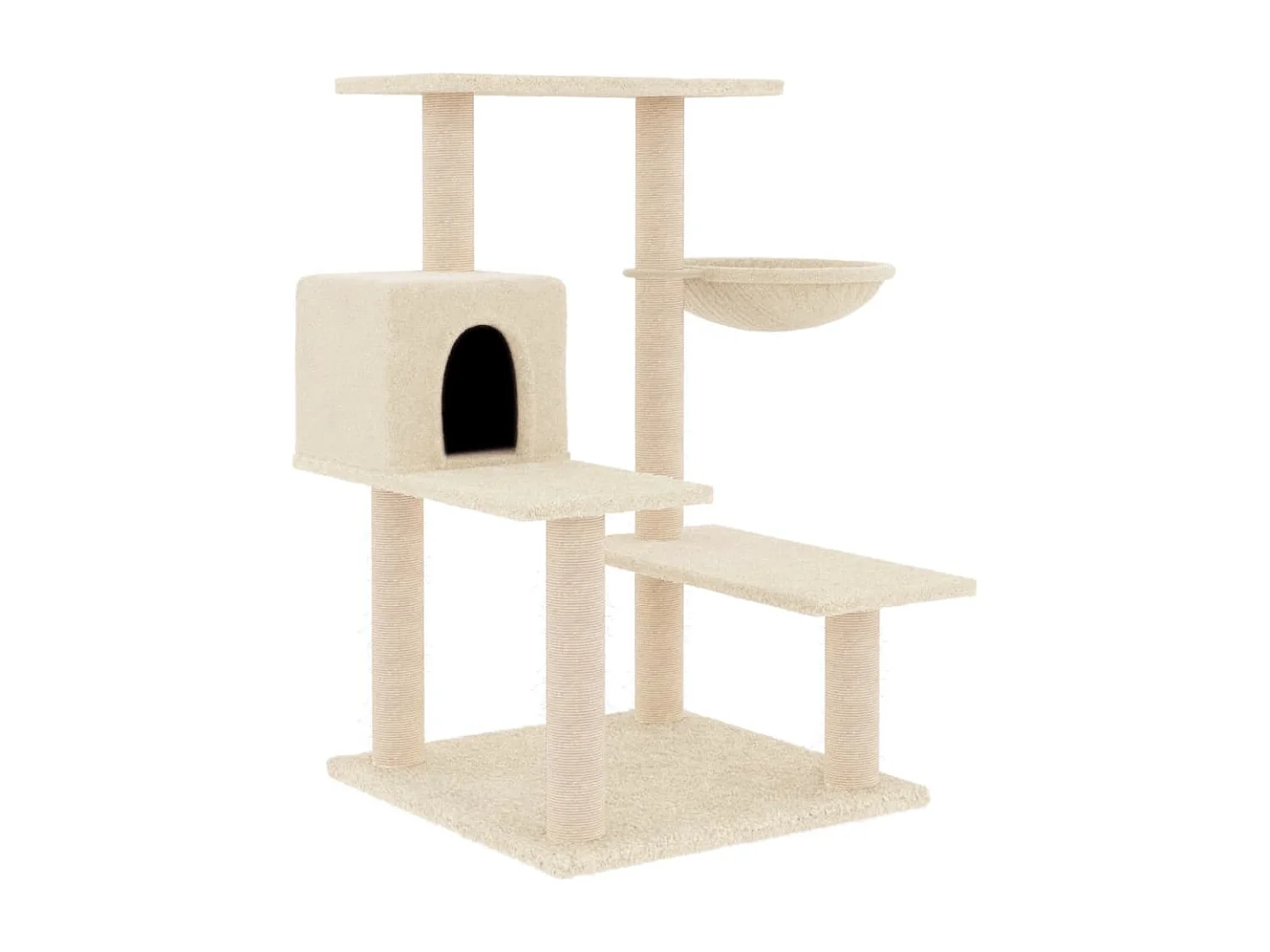 Árvore para gatos com postes arranhadores sisal 82,5 cm creme