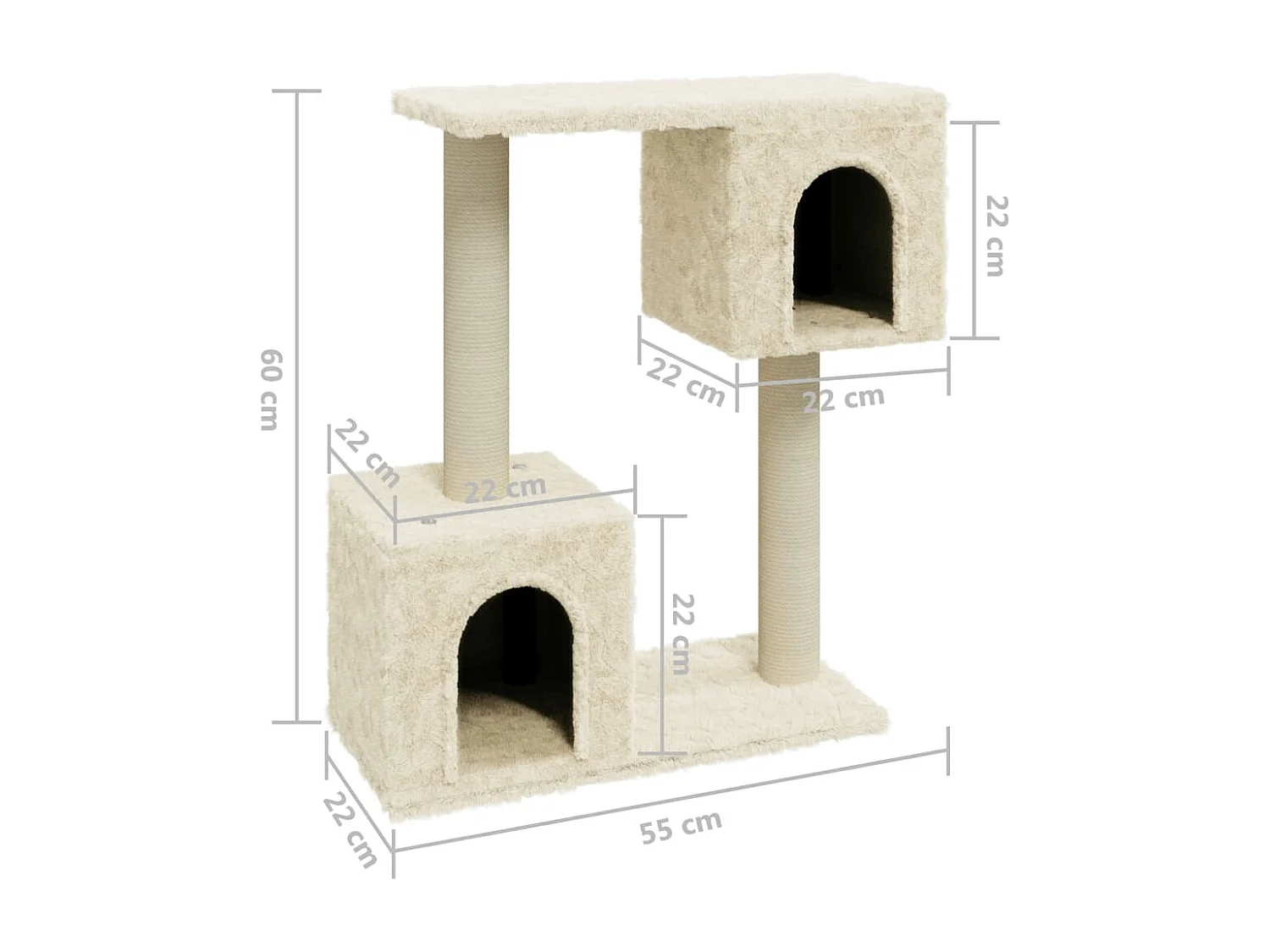 Arbre à chat avec griffoirs en sisal Crème 60 cm