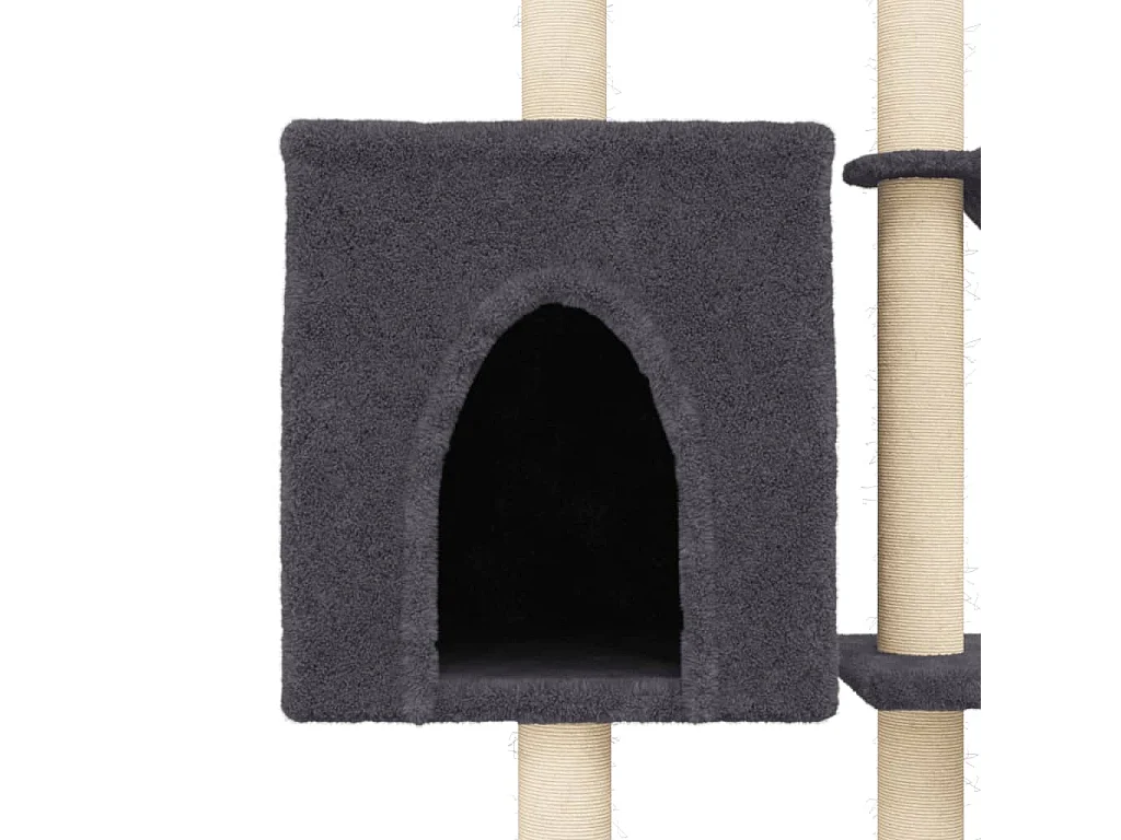 Arbre à chat avec griffoirs en sisal Gris foncé 145 cm