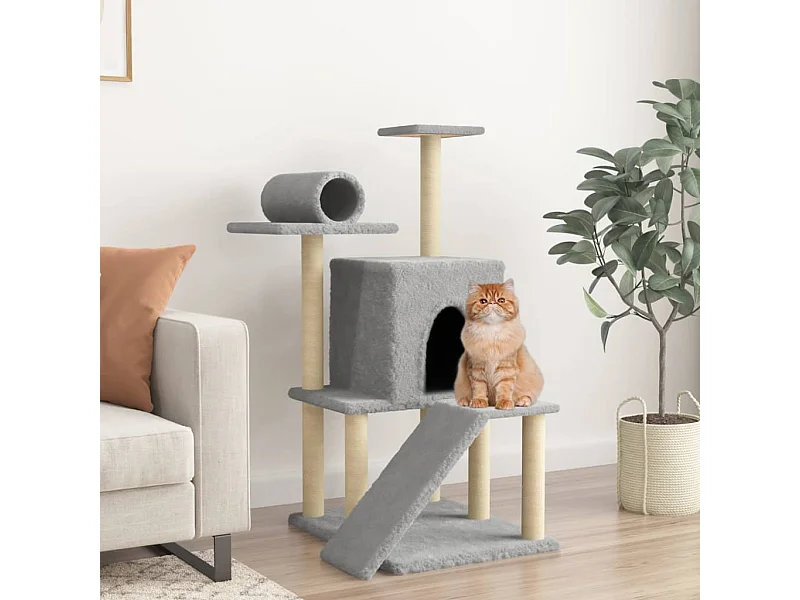 Arbre à chat avec griffoirs en sisal gris clair 110,5 cm