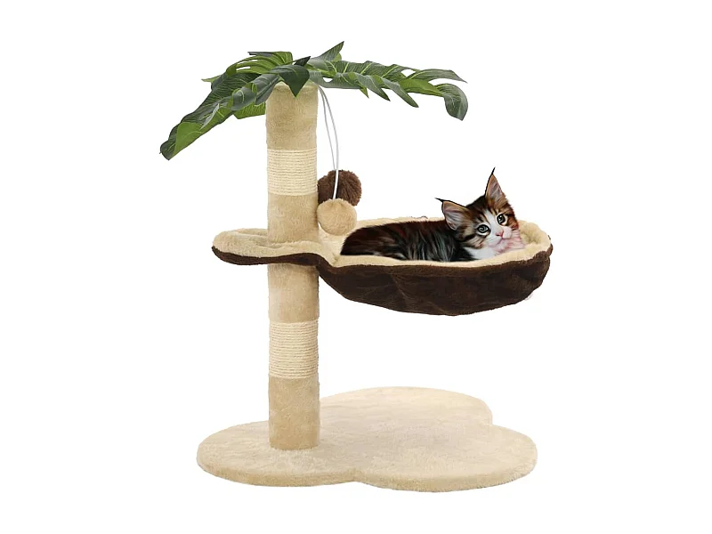 Arbre à chat avec griffoir en sisal 50 cm Beige et Marron