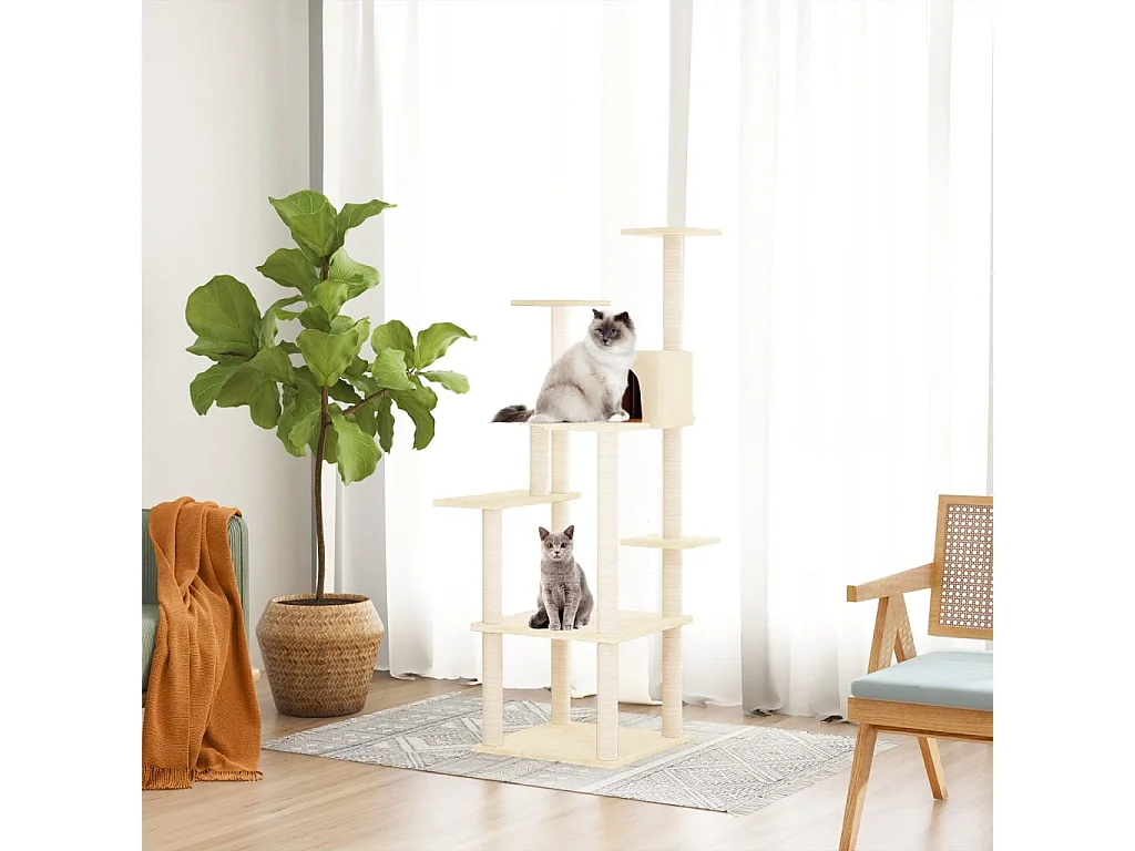 Arbre à chat avec griffoirs en sisal Crème 153 cm
