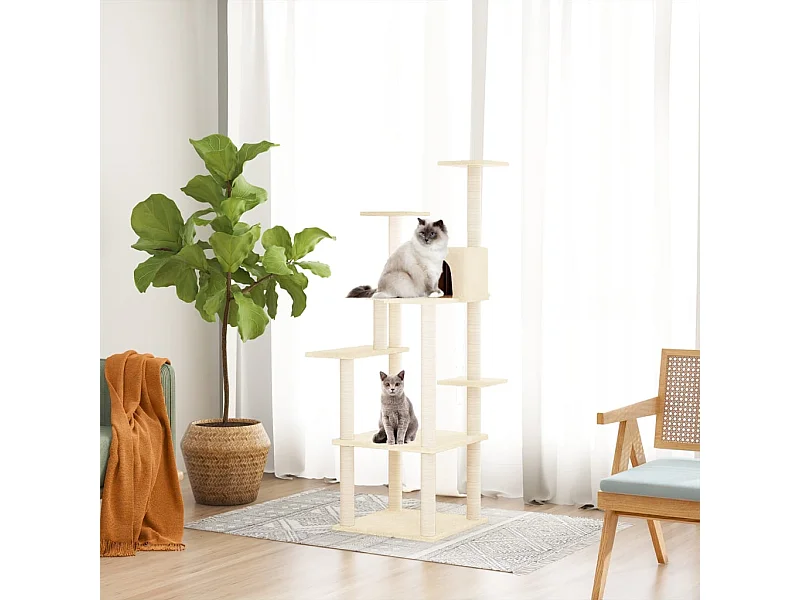 Arbre à chat avec griffoirs en sisal Crème 153 cm