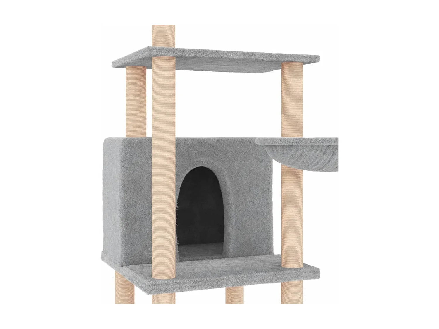 Arbre à chat avec griffoirs en sisal gris clair 132 cm
