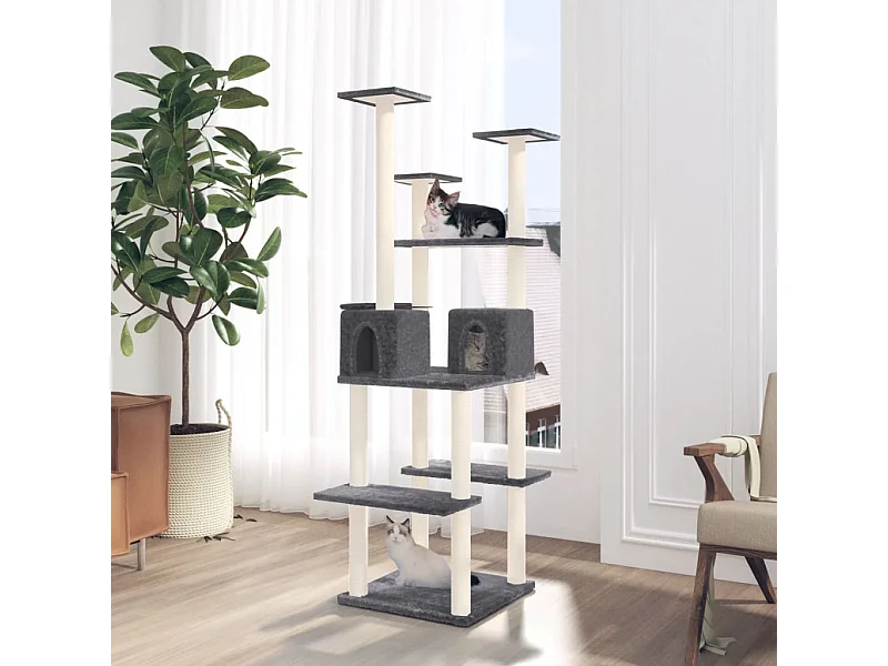Arbre à chat avec griffoirs en sisal Gris foncé 167 cm
