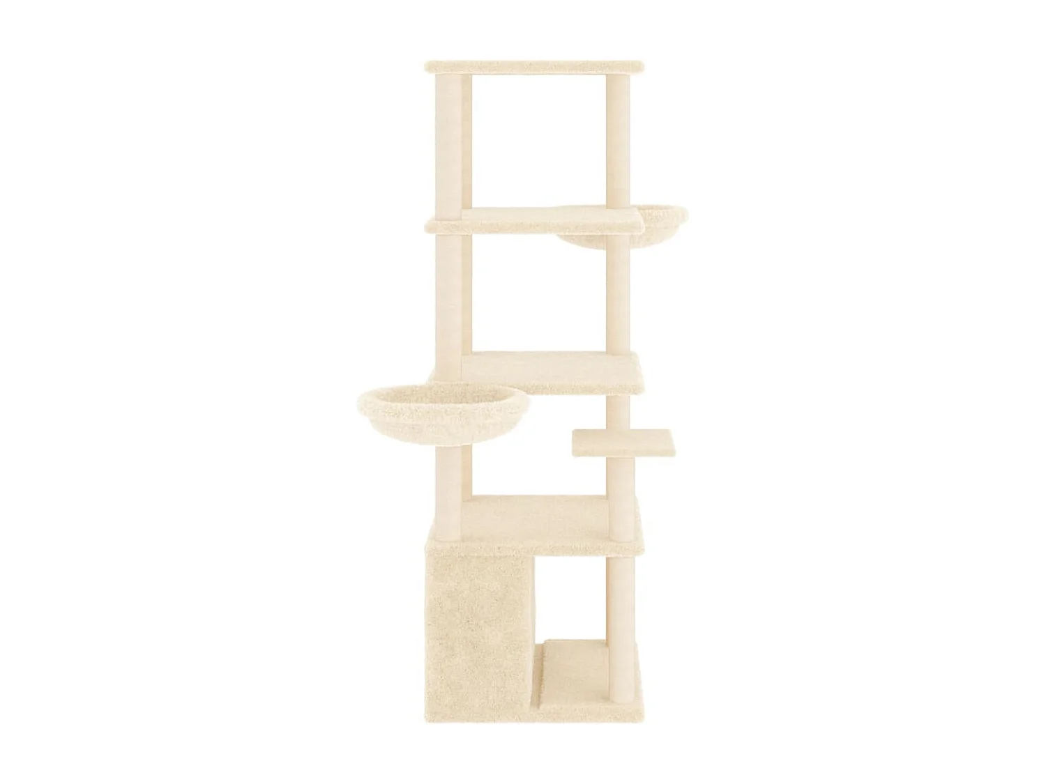 Rascador para gatos con postes de sisal color crema 147 cm