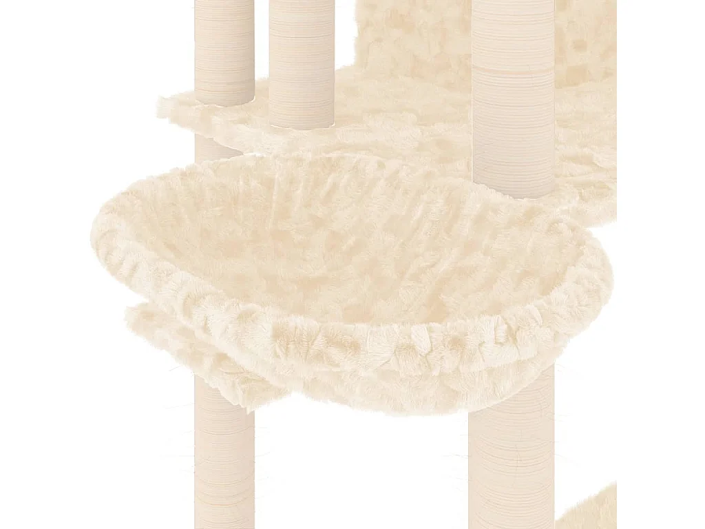 Rascador para gatos con postes de sisal crema 191 cm