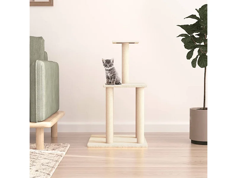 Árvore para gatos com postes arranhadores sisal 85,5 cm creme