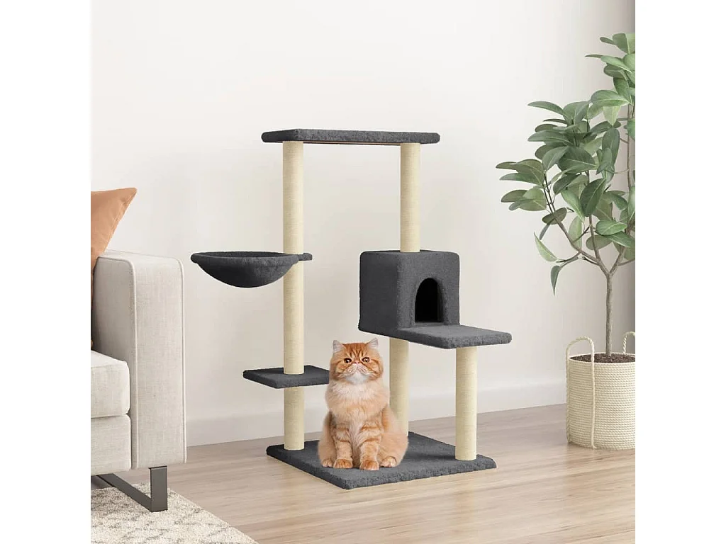 Arbre à chat avec griffoirs en sisal gris foncé 95 cm