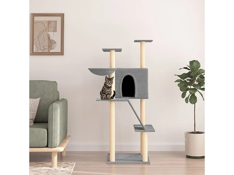Arbre à chat avec griffoirs en sisal gris clair 143 cm