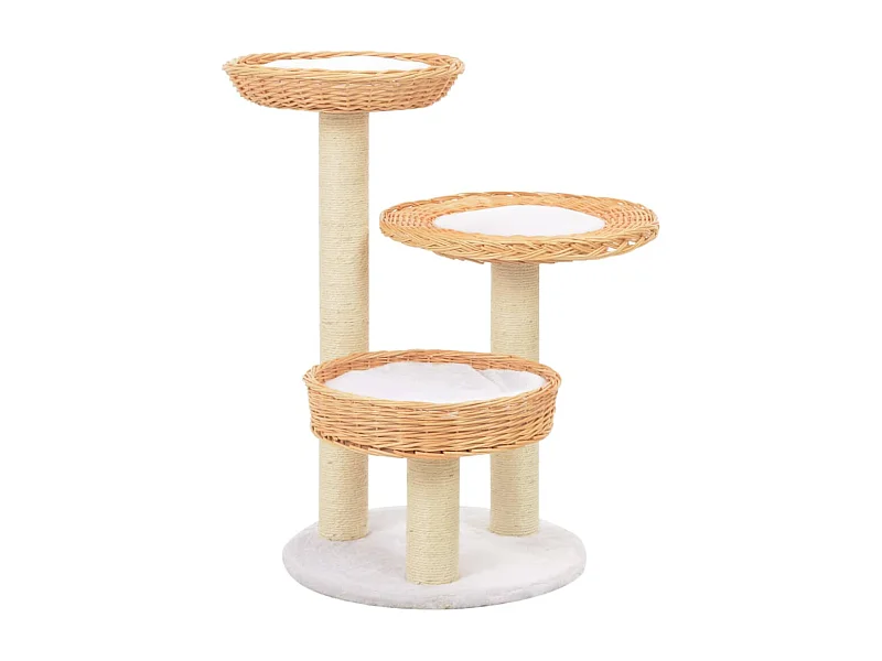 Rascador para gatos con poste de sisal madera natural de sauce