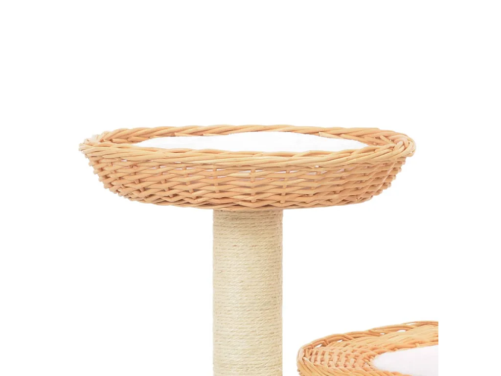 Rascador para gatos con poste de sisal madera natural de sauce