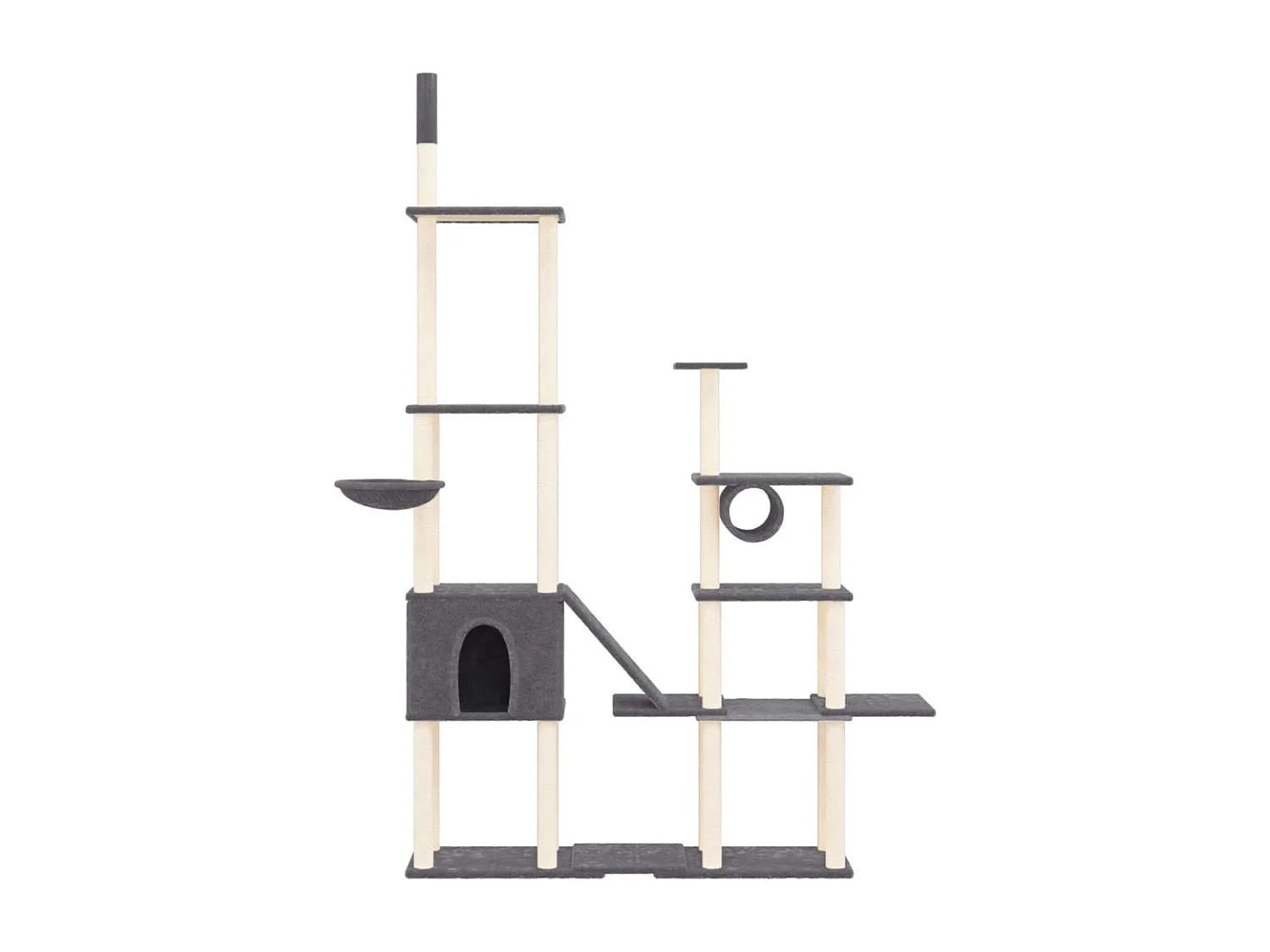 Arbre à chat avec griffoirs en sisal Gris foncé 279 cm