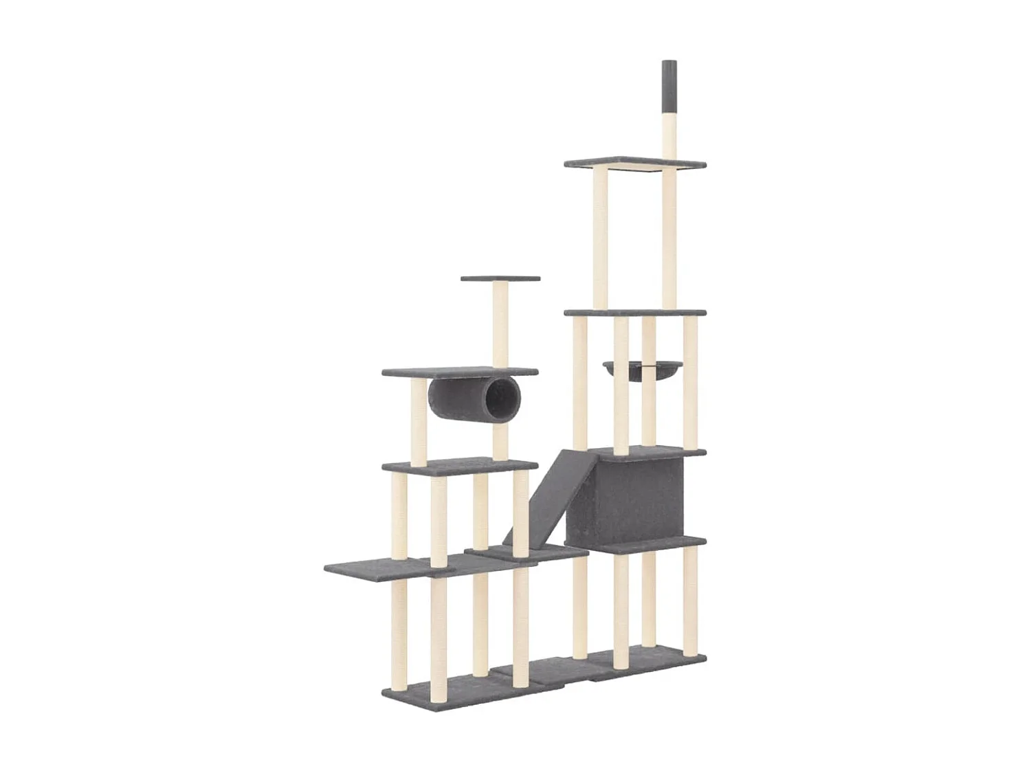 Arbre à chat avec griffoirs en sisal Gris foncé 279 cm