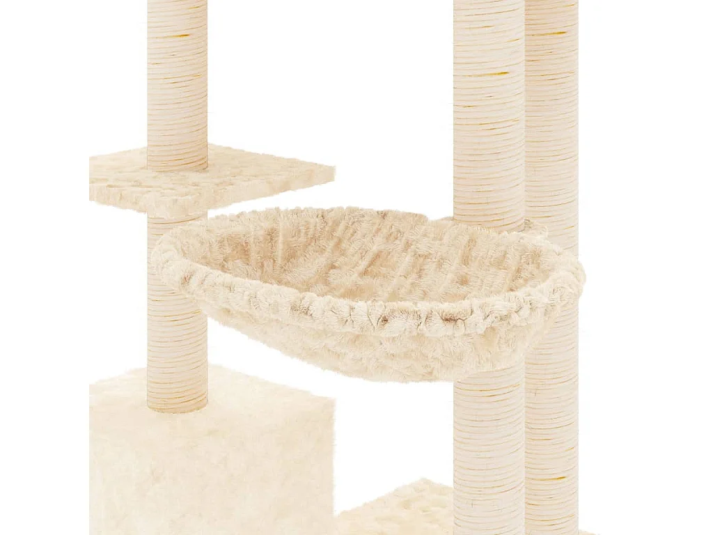 Rascador para gatos con postes de sisal color crema 142 cm