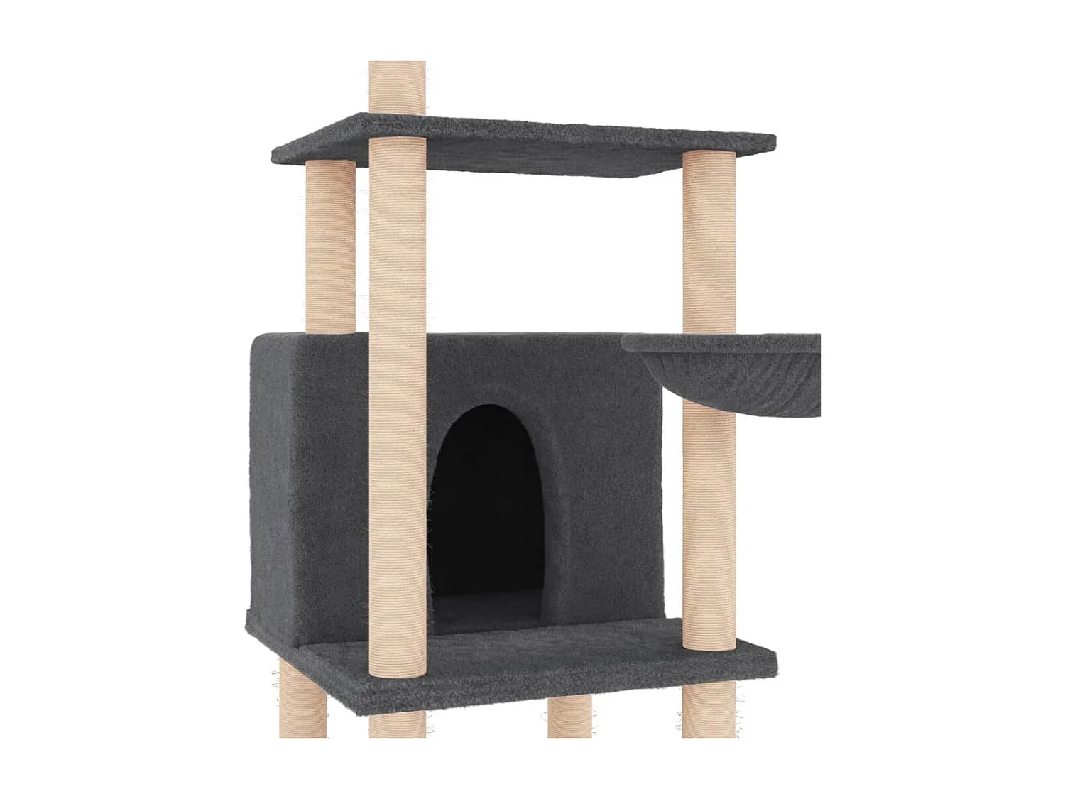 Arbre à chat avec griffoirs en sisal gris foncé 132 cm