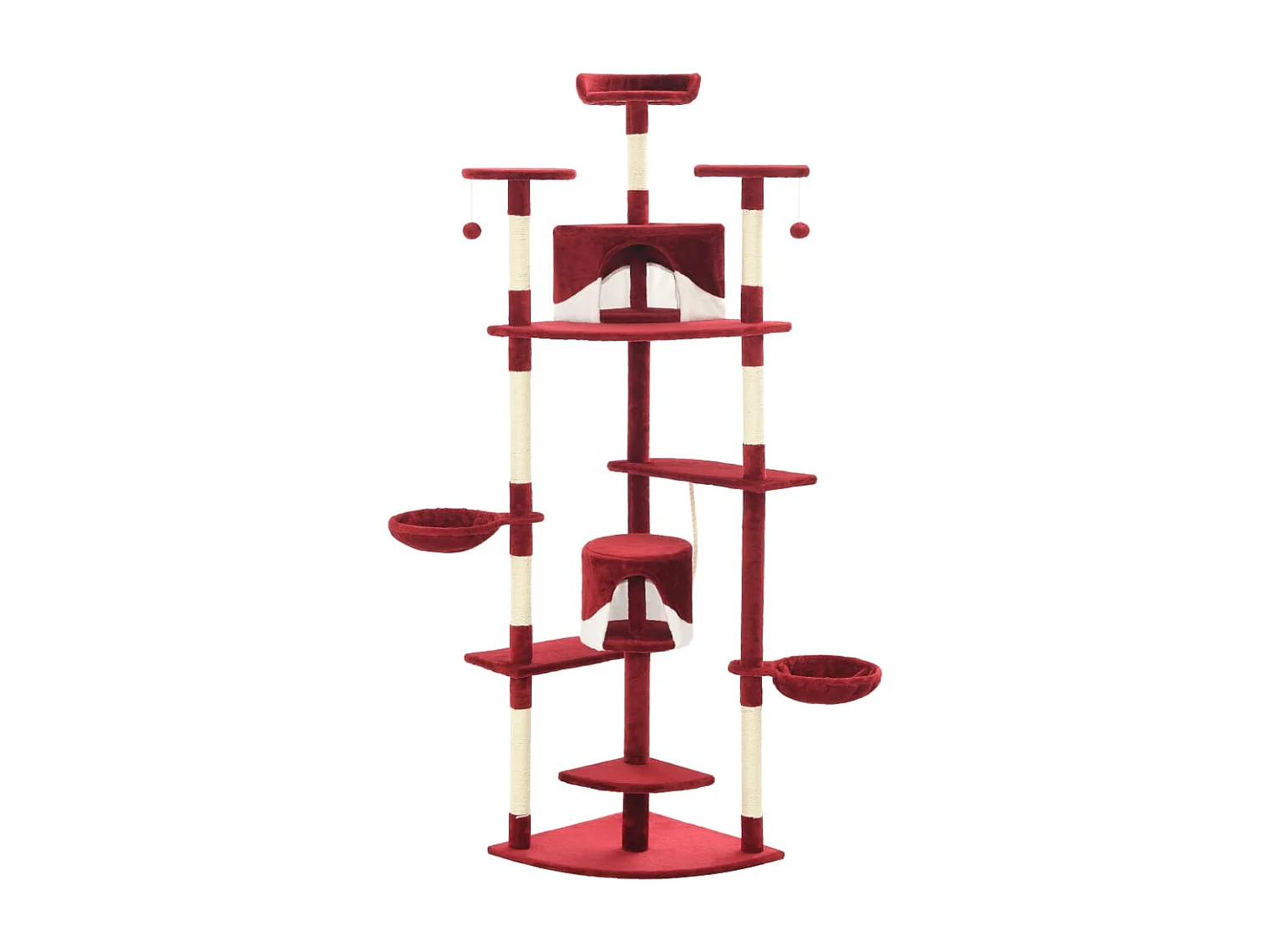 Arbre à chat avec griffoirs en sisal 203 cm Rouge et Blanc