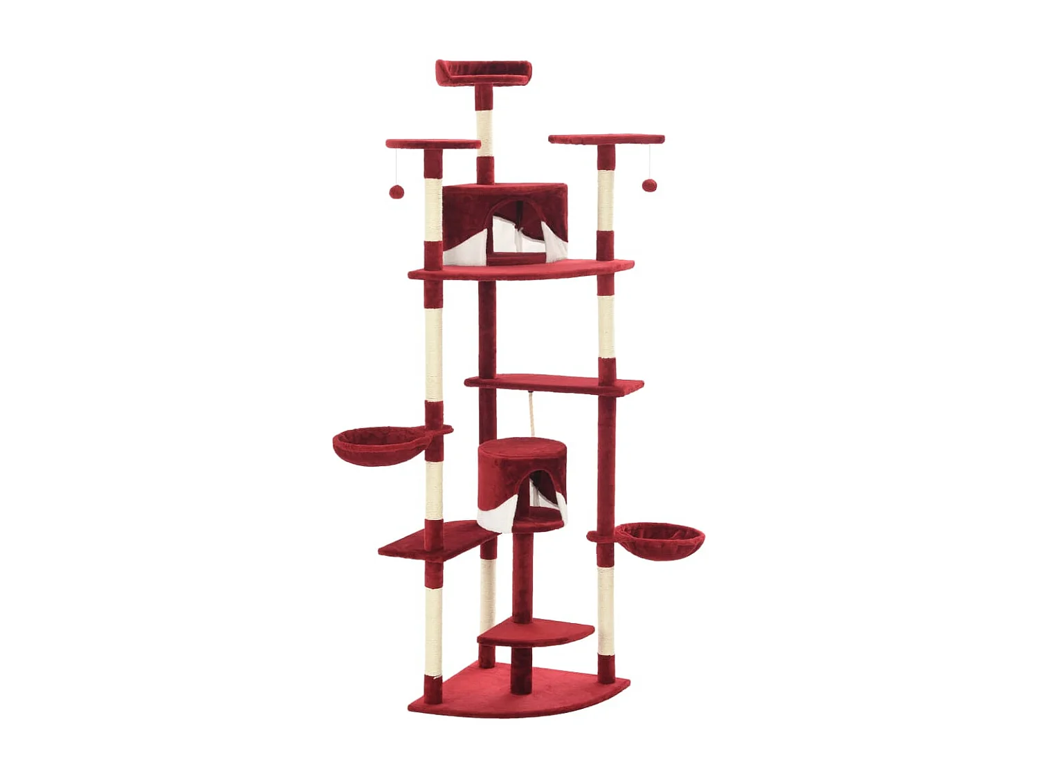 Arbre à chat avec griffoirs en sisal 203 cm Rouge et Blanc