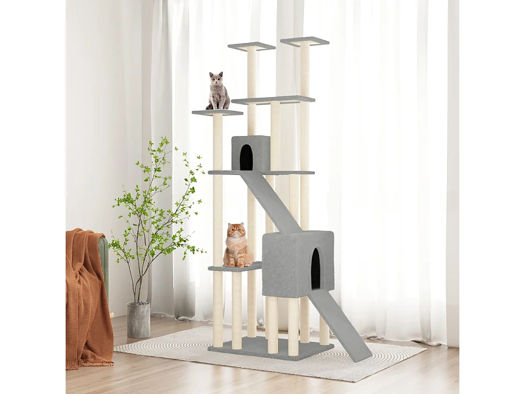 Arbre à chat avec griffoirs en sisal Gris clair 190 cm