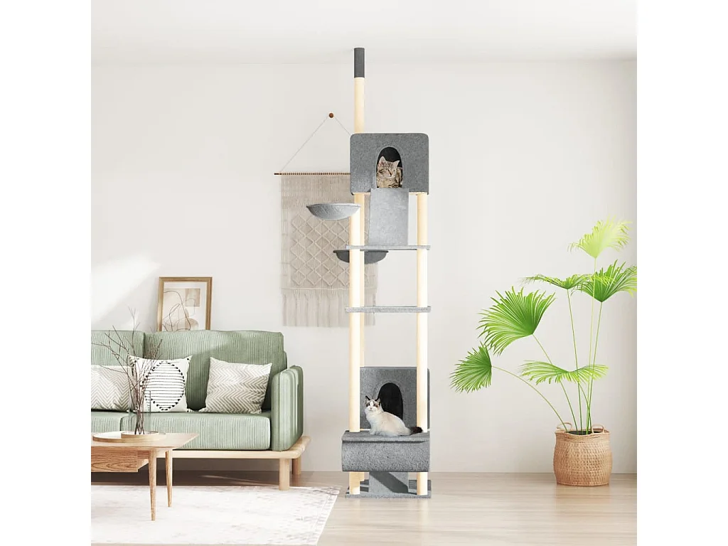 Arbre à chat du sol au plafond Gris clair 277-303 cm