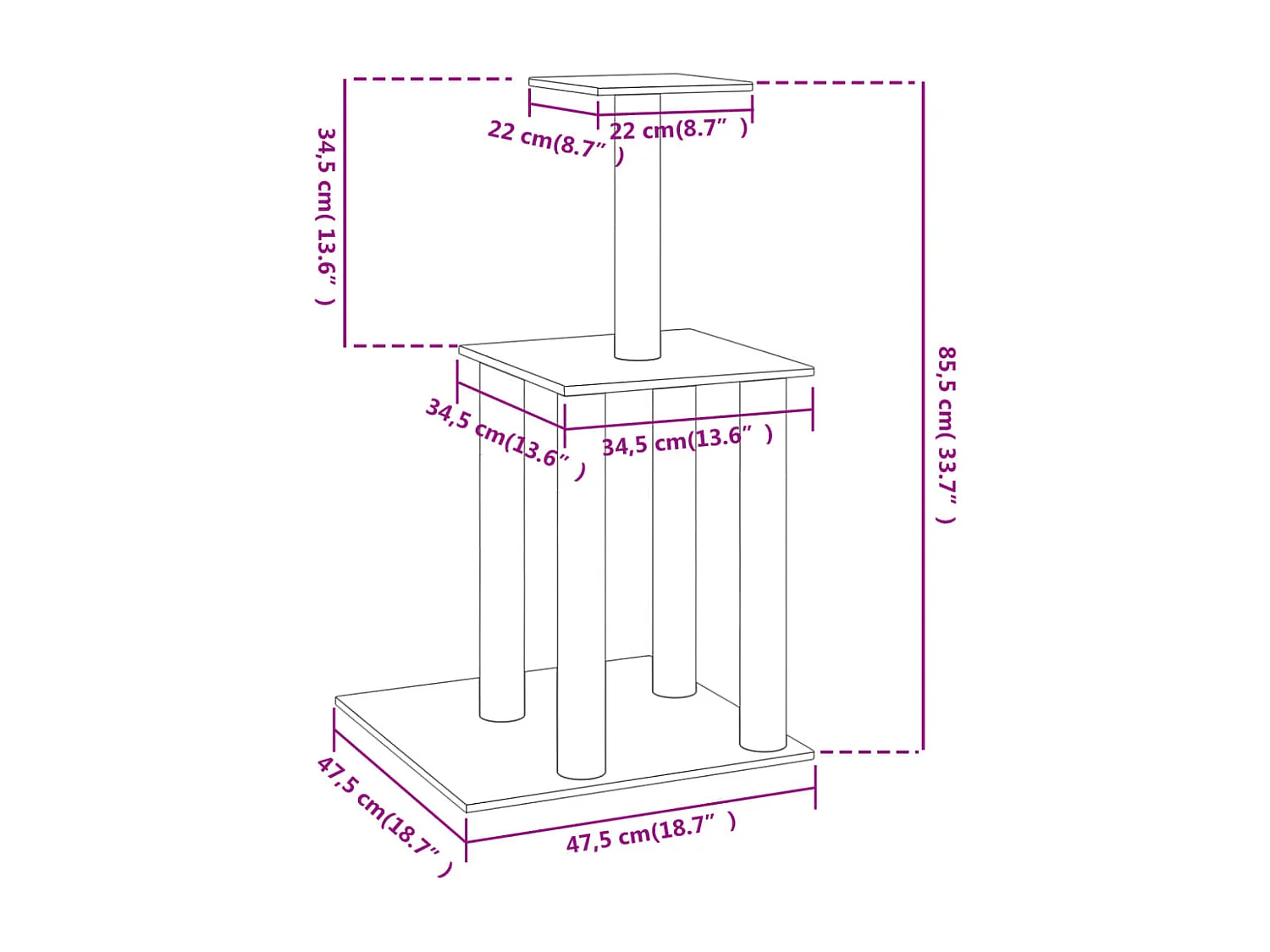 Arbre à chat avec griffoirs en sisal gris foncé 85,5 cm