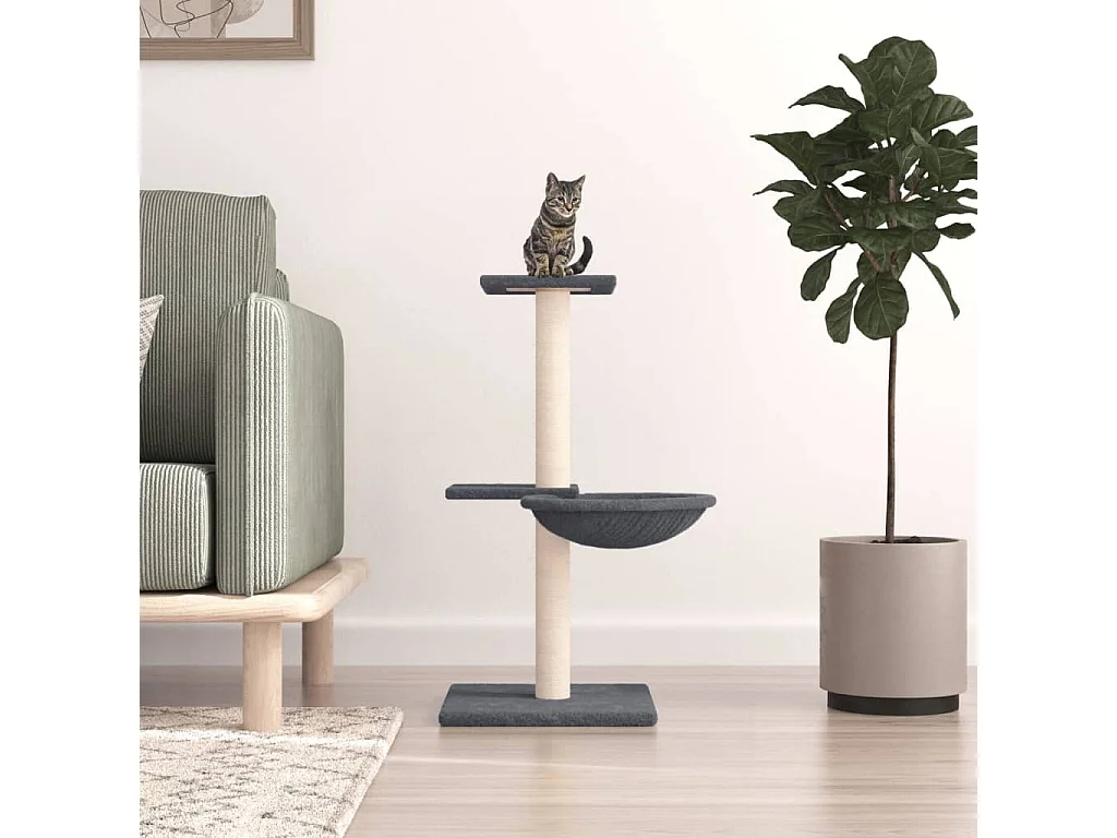 Rascador para gatos con postes de sisal gris oscuro 72 cm