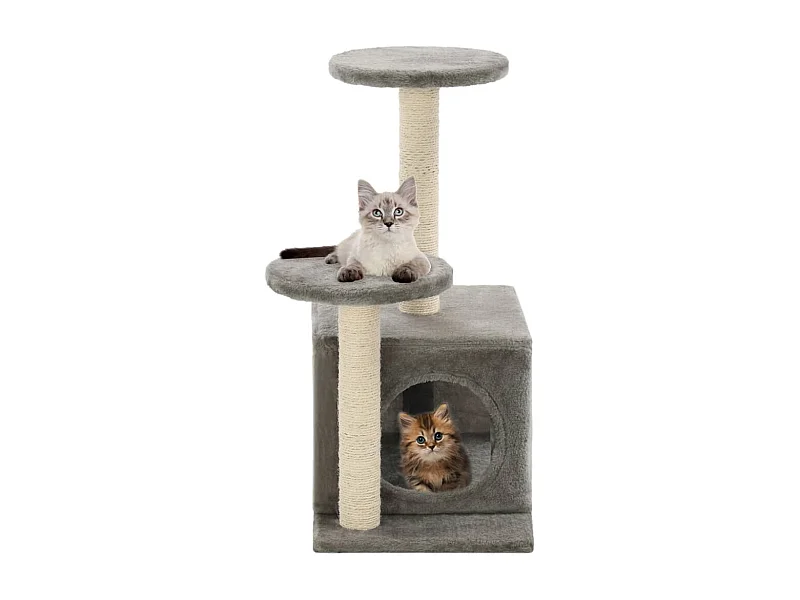 Rascador para gatos con poste rascador de sisal 60 cm gris