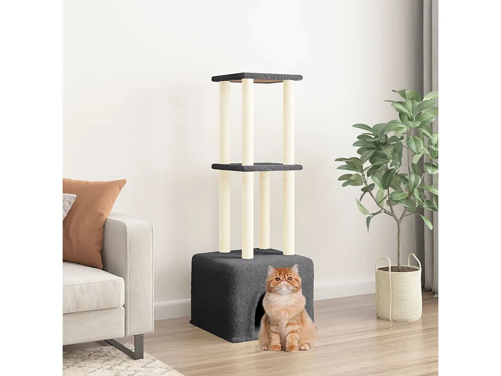 Arbre à chat avec griffoirs en sisal Gris foncé 133,5 cm