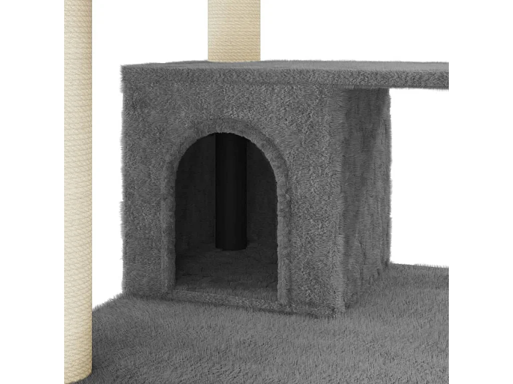 Arbre à chat avec griffoirs en sisal Gris foncé 183 cm