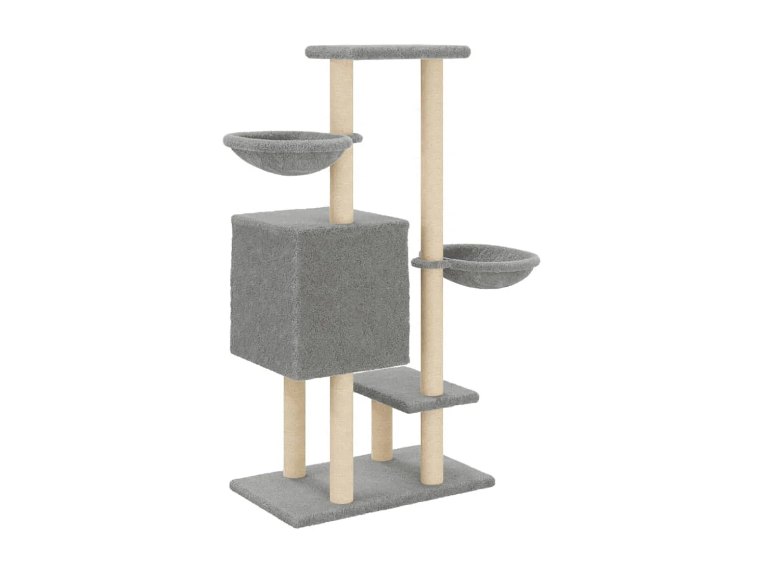 Rascador para gatos con postes de sisal gris claro 117 cm