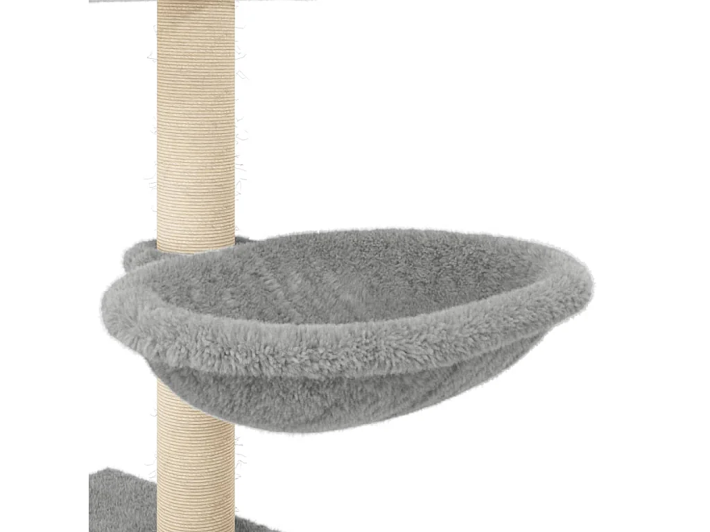 Rascador para gatos con postes de sisal gris claro 117 cm