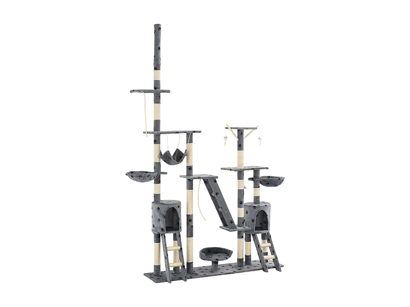 Arbre à chat et griffoirs 230-250 cm Empreintes de pattes Gris