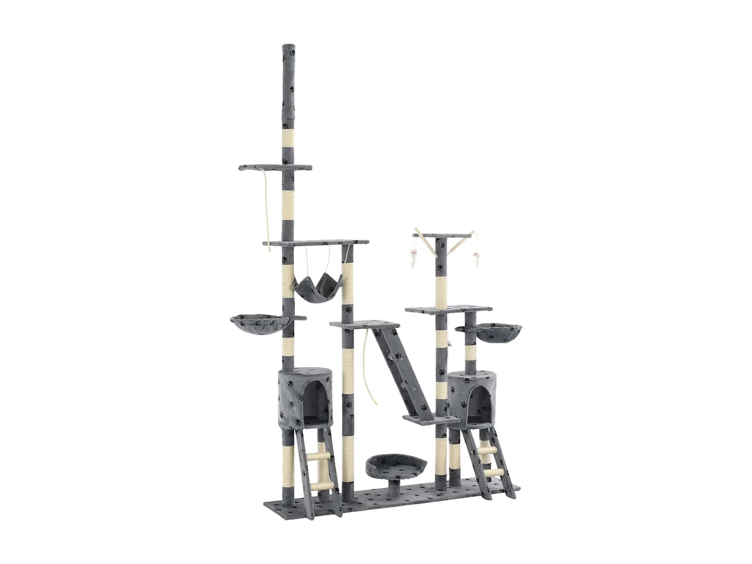 Arbre à chat et griffoirs 230-250 cm Empreintes de pattes Gris