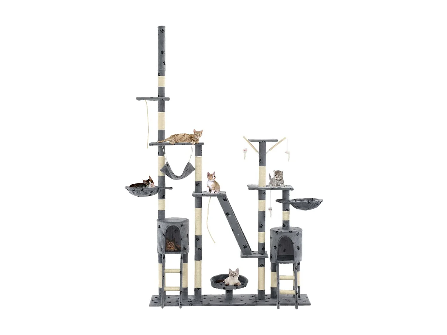Arbre à chat et griffoirs 230-250 cm Empreintes de pattes Gris