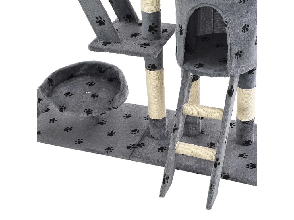 Arbre à chat et griffoirs 230-250 cm Empreintes de pattes Gris