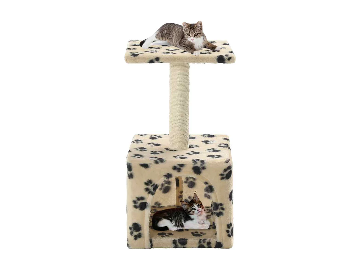 Arbre à chat avec griffoirs en sisal 55 cm Beige Motif de pattes