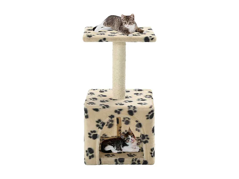 Arbre à chat avec griffoirs en sisal 55 cm Beige Motif de pattes