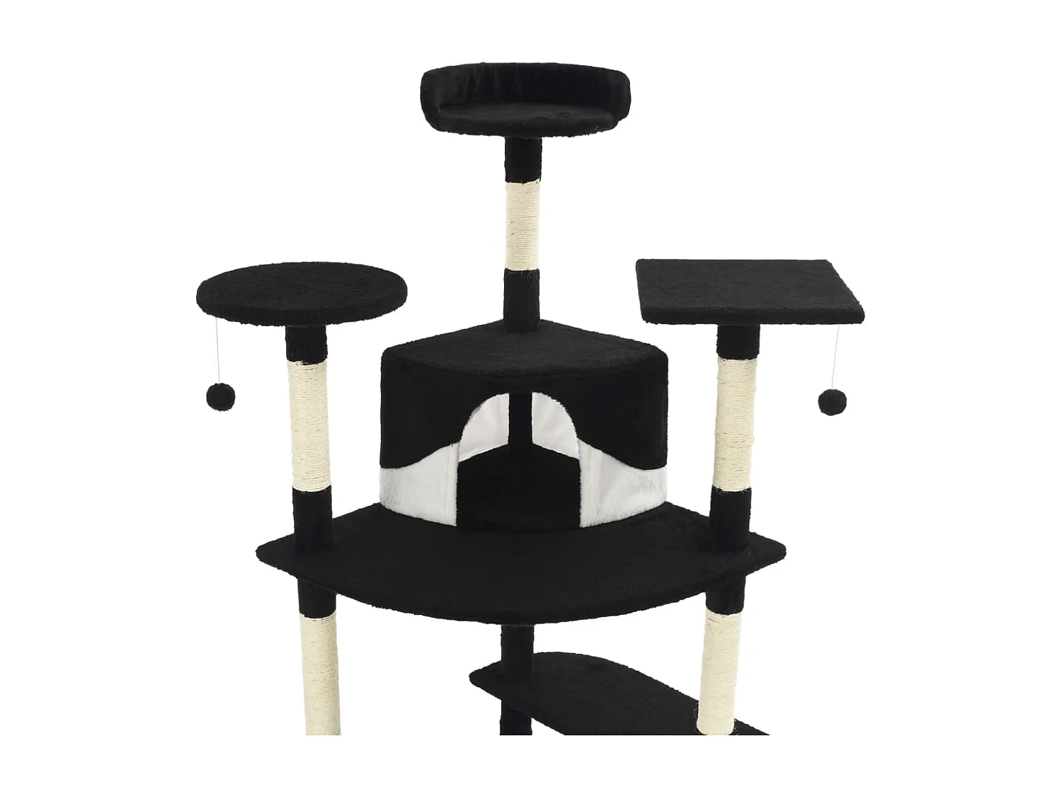 Arbre à chat avec griffoirs en sisal 203 cm noir et blanc