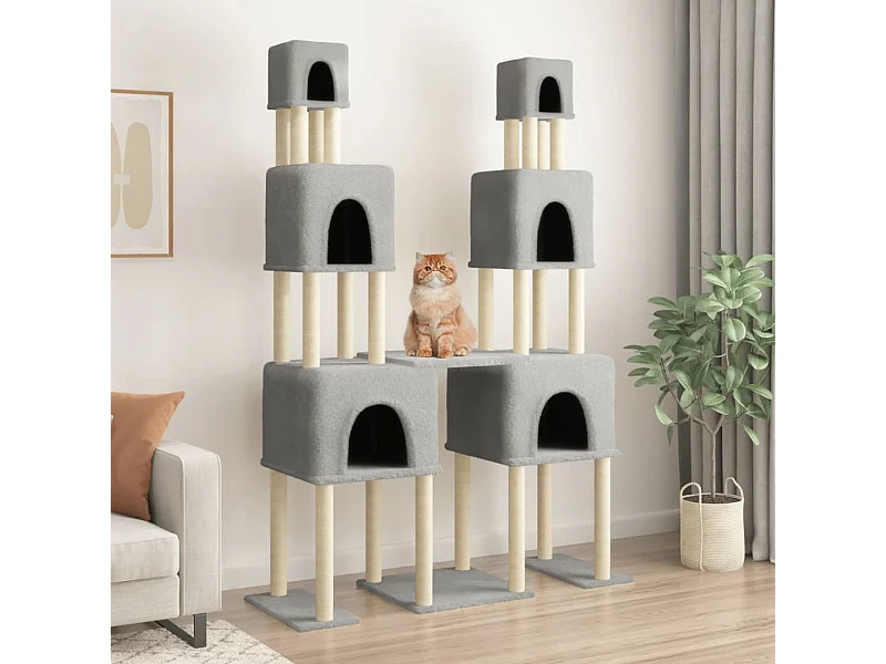 Arbre à chat avec griffoirs en sisal Gris clair 199 cm