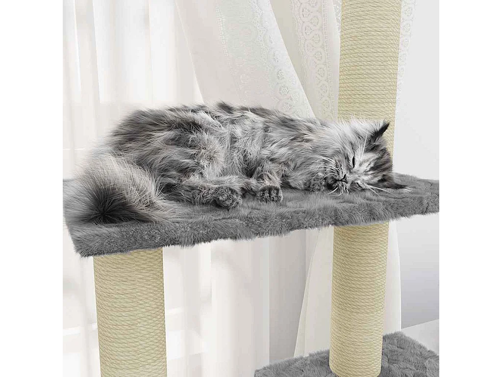 Arbre à chat avec griffoirs en sisal Gris clair 155 cm