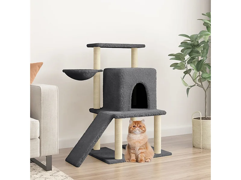 Arbre à chat avec griffoirs en sisal gris foncé 96,5 cm