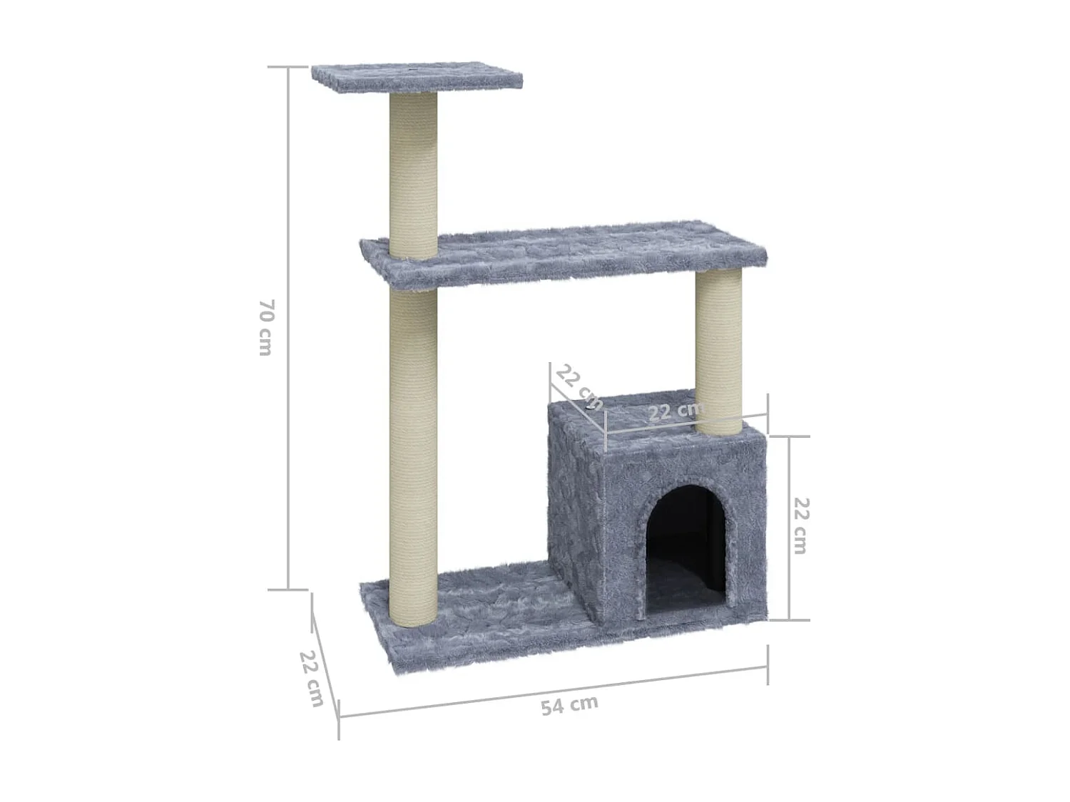 Arbre à chat avec griffoirs en sisal Gris clair 70 cm