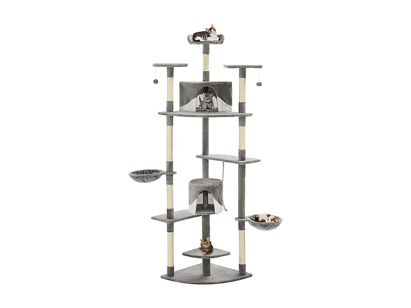 Rascador para gatos con poste de sisal 203 cm gris y blanco