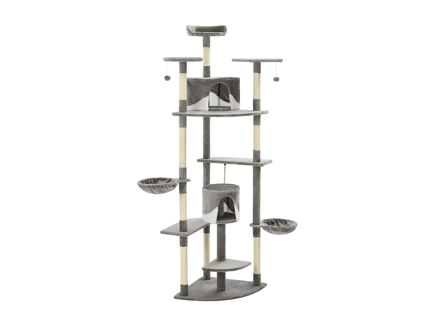 Rascador para gatos con poste de sisal 203 cm gris y blanco