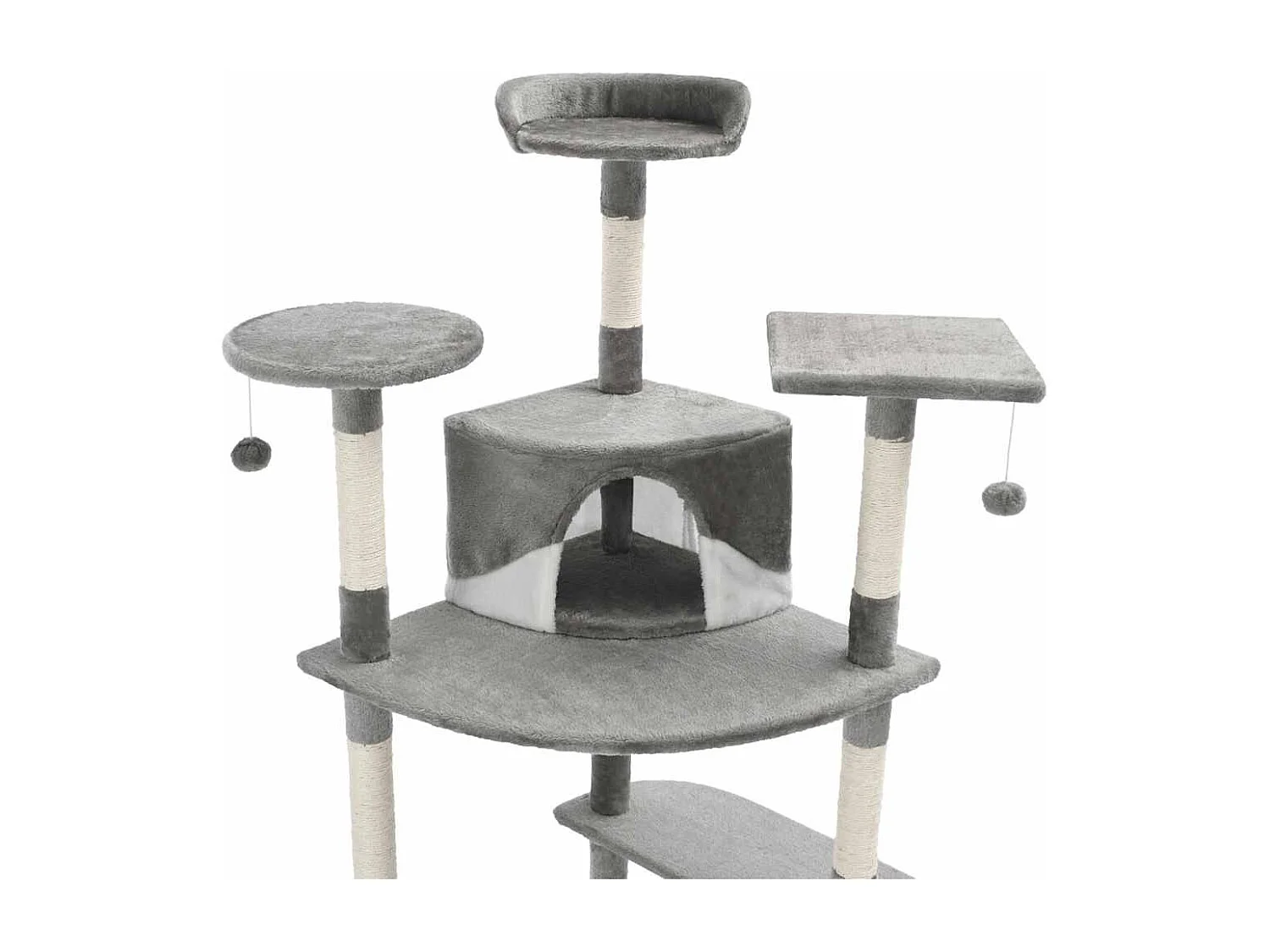 Rascador para gatos con poste de sisal 203 cm gris y blanco