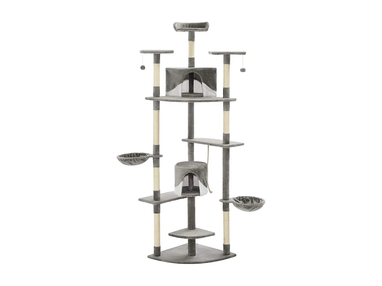 Arbre à chat avec griffoirs en sisal 203 cm Gris et Blanc